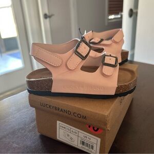 NWT Lucky Brand Kids Pink Sandals Slip On Size 10